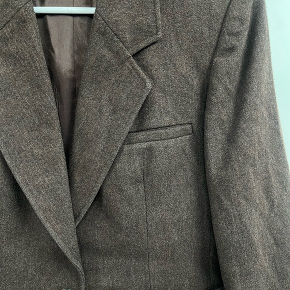 Womens Vintage Evan Picone Brown Wool Double Breasted Blazer Size 6 - Picture 6 of 13